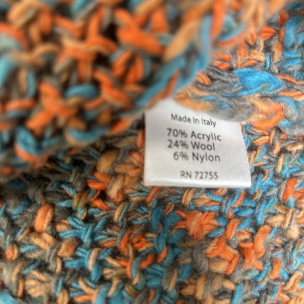 Berretti Sweater Women's S Alpaca Wool Blend Cable Knit Open‎ Weave Orange Italy - Picture 6 of 7